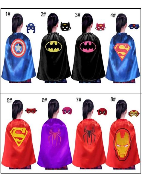 Une couche de costumes de fête de super-héros à lacets cape avec logo et masque 50x70cm enfants cosplay cape de film de dessin animé Halloween robe pour enfant u2531735