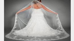 Uno strato lungo tulle veli da sposa economici applique di alta qualità velo da sposa in pizzo accessori da sposa accessori da sposa con pettine5732139