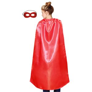 One Layer Plain Party Cape met Mask Show Cosplay Solid Color Single Lace-Up Satin Costume Adult Size Cape