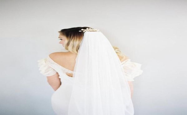 Une couche valse longueur voile de mariage blanc ivoire Champagne rose couleur personnalisée voile de mariée bord coupé Tulle avec comb4156527