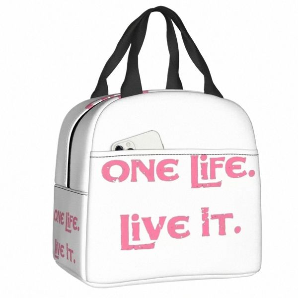 One Life Live It Bolsa de almuerzo Bocadillos fríos y calientes Cajas de almuerzo aisladas para mujeres Niños Trabajo escolar Picnic Comida Tote Ctainer h3ei #