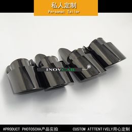 Un par de boquillas traseras de silenciador de tubo de escape de 4 salidas negras de titanio actualizadas a 3,0 T 3,6 T para acero inoxidable Macan 304