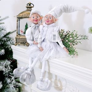 Une paire d'elfes de Noël en peluche Elf Doll Décoration de Noël SittingToys Navidad Nouvel An Cadeaux Enfants Arbre Suspendu Ornements 220316