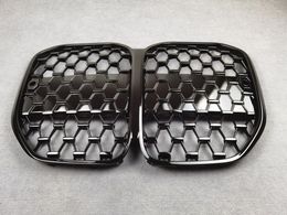 Eén paar nieuwe diamanten stijl front racen nierroosters grill voor BMW 4 -serie G22 430i G82 M4 2021+ mesh grille met cameratat