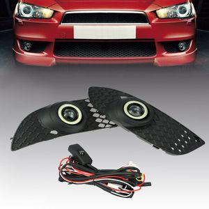 Freeshipping One Paar Bumper Grille Mistlampen LED-lamp met bedradingsschakelaar Kit voor Mitsubishi Lancer 2008-2014