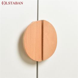 Une paire semi-cercle semi-cercle de tiroir en bois tire des poignées d'armoire de cuisine en rêtre de cendre naturel