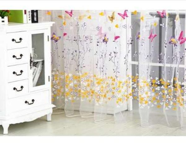 Rideau transparent papillon en Tulle, une pièce, 270x100cm, traitement de fenêtre, Voile, cantonnière, 1 panneau en tissu, u709298486864