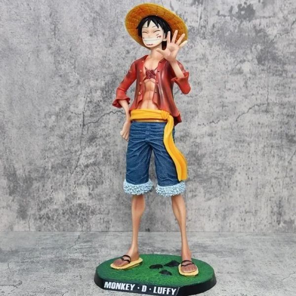 One Piece 42.5 cm Chapeau de paille singe D. Luffy GK Grand 1/4 Big Smiley Anime Figures Doll Statue Modèle Ornement Cadeaux décoratifs Toy