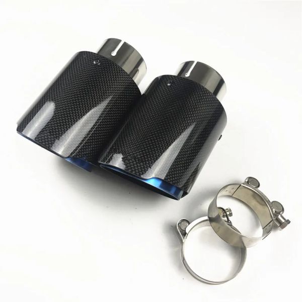 Tubos de escape de fibra de carbono brillante AK de una pieza, tubo de escape de acero inoxidable azul Akrapovic ZZ