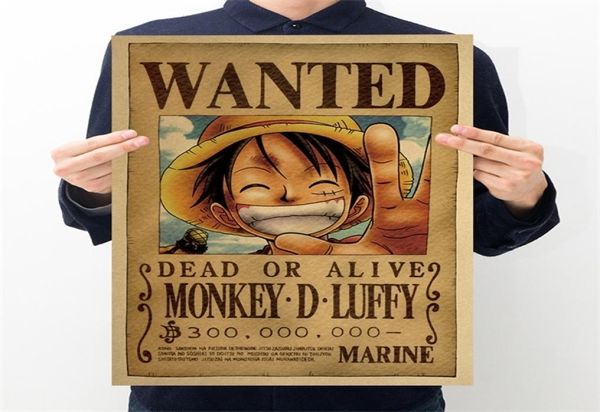 One Piece Anime Affiche Vintage Affiches Chambre D'adolescent Décoration Murale Anime Autocollants Peintures pour Salon Art Photo Y08055120790