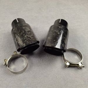 Puntas de escape de carbono de una pieza, tubo de patrón forjado para boquillas de silenciador de afinación Akrapovic, tubos de escape quemados de acero negro brillante