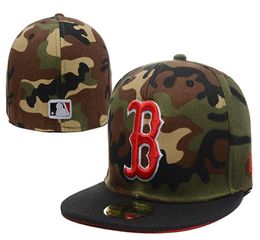 Klassieke Red Sox-hoeden uit één stuk Camo-top met zwarte rand Teamlogo Baseball gesloten petten voor heren en dames8603588