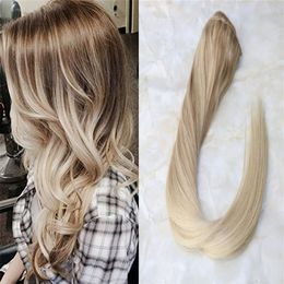 Een stuk Clip in Haarverlenging Bordic Ombre Balayage Kleur Lang Recht Remy Haar Gemakkelijk te dragen 3 4 Volledige Hoofd 5 Clips249P