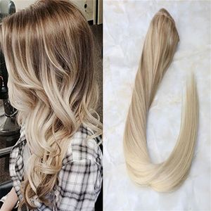 Une pièce Clip dans l'extension de cheveux Bordic Ombre Balayage Couleur Long Straight Remy Hair Facile à porter 3 4 Full Head 5 Clips241i