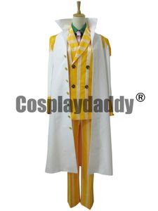 Costume de Cosplay amiral Sakazuki Kizaru Borsalino, une pièce, à rayures jaunes, H008