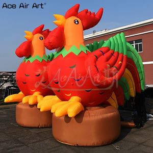 Uit een stuk aangepaste aantrekkelijke opblaasbare mascotte lucht opgeblazen kip met gratis ventilator voor promotie -evenementen in de buitendecoraties