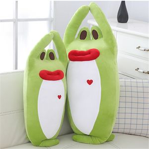 Une pièce mignonne en coton coussin rembourré amour et grenouille peluche grenouille jouets dessin animé sommeil oreiller doux animaux poupées