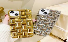 Eén stuk mode Weave Phone Cases voor iPhone 14 Pro Max 13 14 Plus 12 11 X XR XS XSMAX 6 7 8 SE Electroplating Cover Samsung S226615587