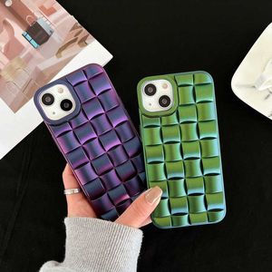 One Piece Fashion Weave Phone Cases voor iPhone 14 Pro Max Plus 13 13Pro 13PromAx 12 12Pro 12Promax XSMax 11 verkleuring Cover Mobile Phone Case Shell