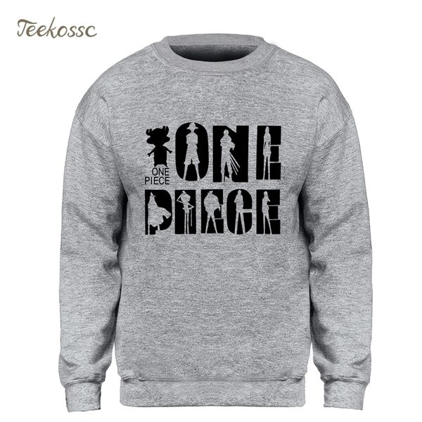 One Piece Sweat à capuche Hommes Chapeau de paille Luffy Sweatshirts Hiver Automne Polaire Chaud Harajuku Sweat Japon Anime Streetwear Hommes 201020