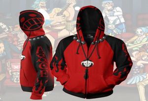 Een stuk Luffy Ace Law Zoro 3D -outfit Sweatshirts Men Dames Hoodies Zipper jas jas uuniform cosplay Cosplay Costume9456663