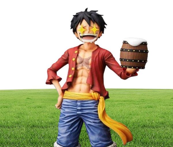 Una pieza de anime monjefy figura tres formas de ojos estrellas luffy comer carne reemplazable pvc figura modelo de juguete modelo muñeca Q3093600