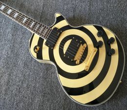 Neck One Piece Zakk Wylde Bullseye Cream Black Electric Guitar EMG 8185 Pickups Gold Truss Rod Cover White Mop Block Fingerboar1137518