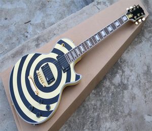 One Piece Neck Zakk Wylde Bullseye Cream Electric Guitar EMG Pickups Gold Suss Barn Cubra de moplero blancos Diftonespardas2032462