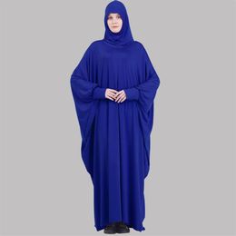 Tenue de prière une pièce femmes musulmanes Abaya Jilbaab avec manches robe de prière écharpe attachée Islam Hajj et Umrah vêtements Saudis233m