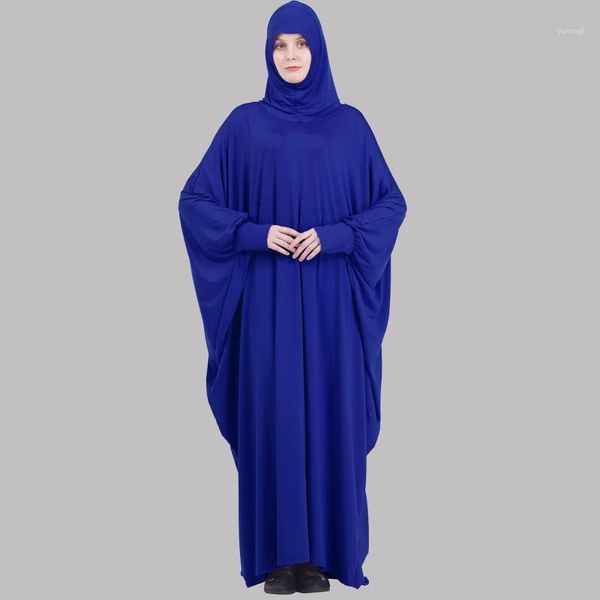 Tenue de prière une pièce femmes musulmanes Abaya Jilbaab avec manches robe de prière attachée écharpe Islam Hajj et Omra vêtements Saudis1