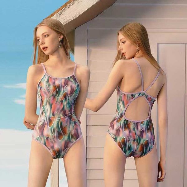 Maillot de bain une pièce Sexy maillot de bain femme été vêtements de plage cravate colorant imprimé plage Monokini A888