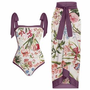 Traje de baño de una pieza Traje de baño Estampado floral Falda color block Vestido de playa para vacaciones Trajes de baño de diseñador sexy para mujeres