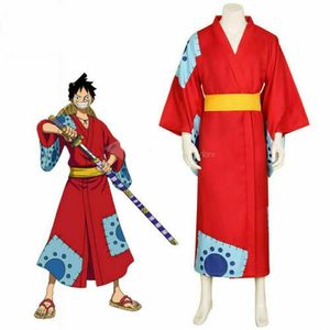 EEN STUK Wano Country Monkey D Luffy Cosplay Kostuum Outfit Kimono347s