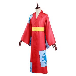 Een Stuk Wano Land Monkey D Luffy Cosplay Kostuum Kimono Outfits Halloween Carnaval Pak Y0913268R