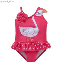 Één-stuks 1-7 jaar Years Baby Girls Swimsuit 2022 Nieuwe één stuk zwemkleding Childrens Swimwear uit één stuk zwempak Y240412