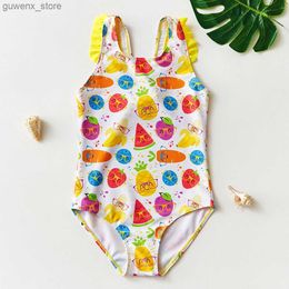 One-pièces 2-10y Toddler Baby Girls Swimwear One Piece Girls Fruit Swimsuit Enfants Swimwear Kids Beach Wear Chack Bathing Y240412