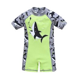 Één-stukken 2017 Zomer kinderen Swimwear één stuk coole haai afdrukken Elden Swimwear Beach Kleding Kinderkleding H240508