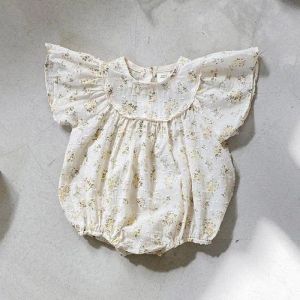 One-pièces 2022 Été Nouveau bébé fille floral Bodys Jume à mouche mignonnes Coton Princesse Infant Girl sans manches