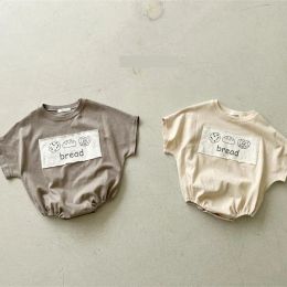 One-Pieces 2022 Été Nouveau bébé Body à manches courtes Bodys mignons Pain imprimé bébé vêtements nouveau-nés