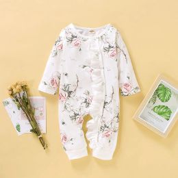 One-pièces 2023 Bodys Bodys Body Baby Girl Imprime florale Long Manche à manches longues Coton pour 018 mois Assuffis