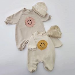 Één-stuks 2023 Pasgeboren babymeisjes Babymeisjes Romper Solid Long Sleeve Organic Cotton Rompers For Kids Baby Jumpsuit Playsuit Babykleding
