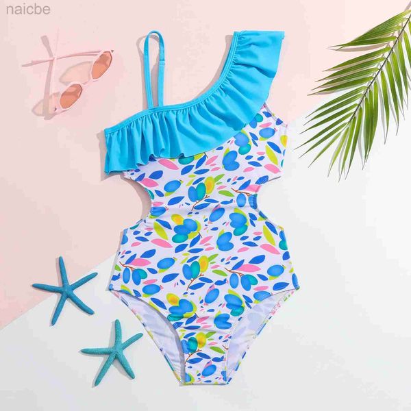 One-Pièces 2024 Nouvel été décontracté piscine une pièce filles maillot de bain personnalisé floral 7-16 ans adolescents enfants maillots de bain 24327