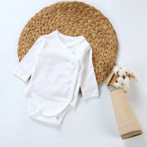 One-pièces 2pc / 5pcs vêtements de bébé bodys blanc fille manches longues grenouillères 100% coton baby-né nouveau-né bodys