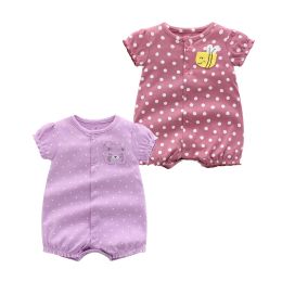 One-Pieces 2pcs / lot marque d'été bébé fille fille fille coton Jumps Vêtements bébé à manches courtes Boys Boys 024m Baby Mompers