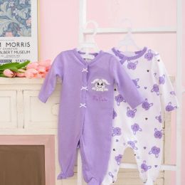 Één-stuks 2 stks lente herfst baby schattig konijn grafisch comfortabele katoenen jumpsuits set voor jongensmeisjes voeten onesies peuter's schattige pyjama's set