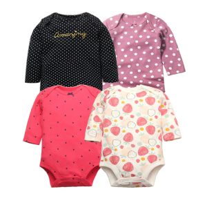 One-Pieces 4 PCS / Lot Spring Autumn Baby Rompers 100% Coton NOUVEAU-né pour bébé pour 02y Girls Boys Long manches à sauts à manches