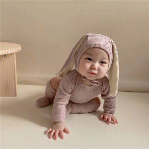 One-pièces 4pcs Été bébé nouveau-né bébé garçons filles Bodys Bodys mignon Bunny Oreau Bodys CHAPPORTS ET COCKS COSE Baby Vêtements