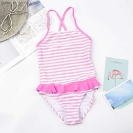 One-pièces 5-12 ans Falbala Girls Swimsuit Brand New Summer Print Girls Swwear One Piece Enfants Childre