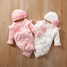 One-pièces Abebe nouveau-né bébé fille en dentelle de fleur de fleur robeur mignon pyjamas pyjamas rose body combinaison tenue vêtements de naissance cadeau