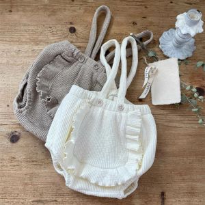 One-pièces Adorables vols à front de la dentelle Baby Baber Summer Coton Coton Ribbed Swight For Toddler Girls Clothing Children Savel